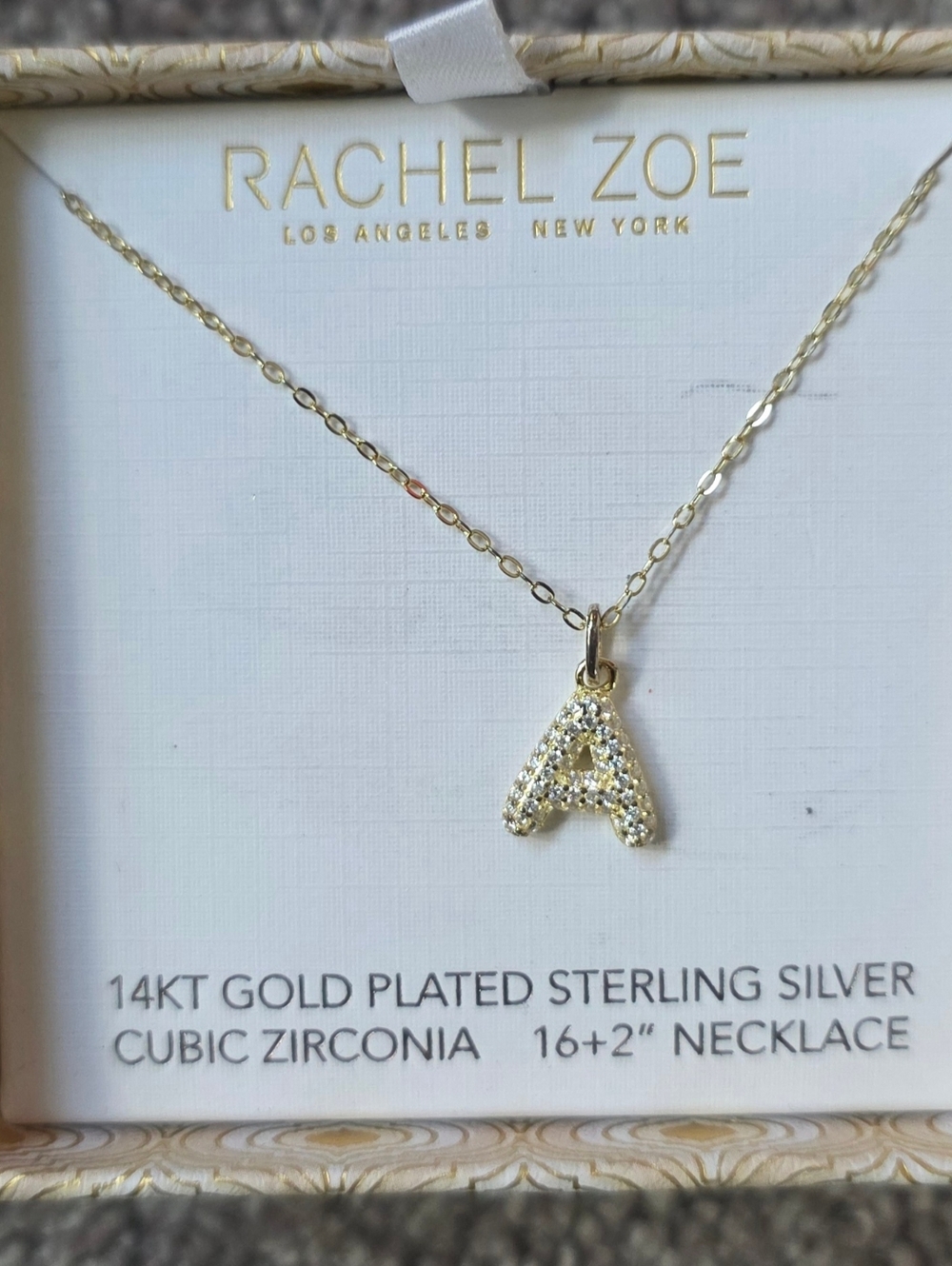 Rachel Zoe Letter "A" Necklace, 14K Gold Plated Sterling Silver